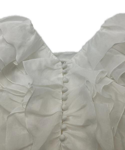 Snidel（スナイデル）Snidel (スナイデル) ノースリーブブラウス バックデザインフリルブラウス ホワイト サイズ:Fの古着・服飾アイテム