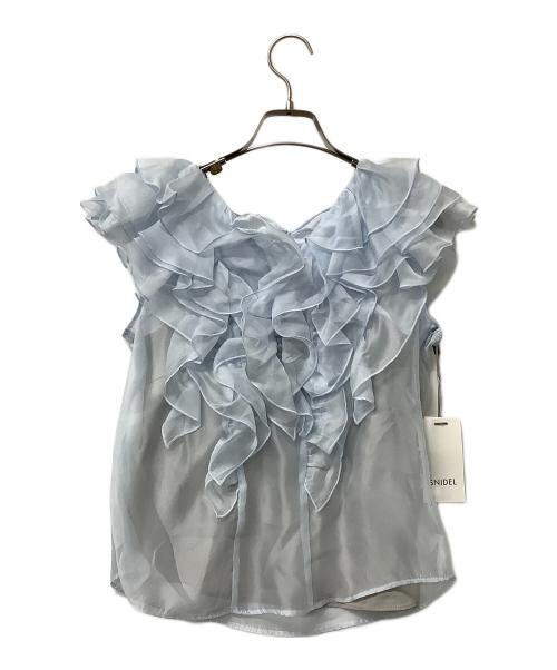Snidel（スナイデル）Snidel (スナイデル) ノースリーブブラウス ノースリフリルブラウス スカイブルー サイズ:Fの古着・服飾アイテム