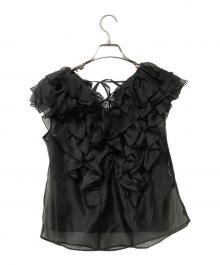 Snidel（スナイデル）の古着「ノースリーブブラウス ノースリフリルブラウス」｜ブラック
