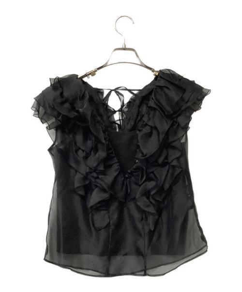 Snidel（スナイデル）Snidel (スナイデル) ノースリーブブラウス ノースリフリルブラウス ブラック サイズ:Fの古着・服飾アイテム