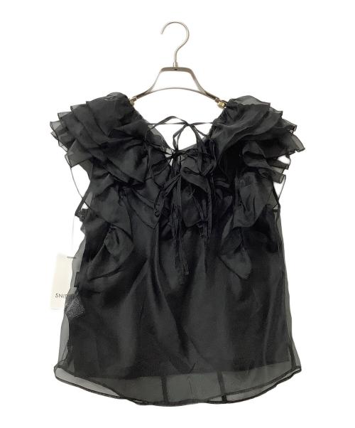 Snidel（スナイデル）Snidel (スナイデル) ノースリーブブラウス ノースリフリルブラウス ブラック サイズ:Fの古着・服飾アイテム