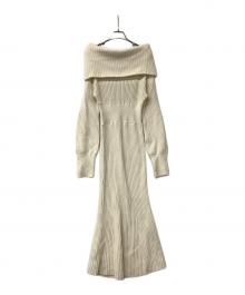 anuans（アニュアンス）の古着「ワンピース オフショルダーニットワンピース」｜ベージュ