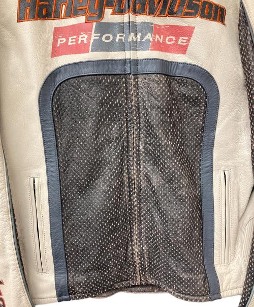 HARLEY-DAVIDSON（ハーレーダビッドソン）HARLEY-DAVIDSON (ハーレーダビッドソン) レザージャケット ベージュ×ブラック サイズ:Mの古着・服飾アイテム