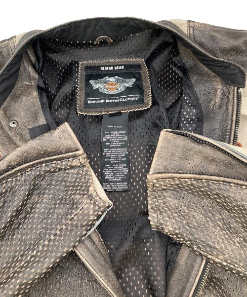 HARLEY-DAVIDSON（ハーレーダビッドソン）HARLEY-DAVIDSON (ハーレーダビッドソン) レザージャケット ベージュ×ブラック サイズ:Mの古着・服飾アイテム