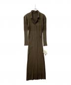 PLEATS PLEASEプリーツプリーズ）の古着「長袖ワンピース プリーツワンピース」｜ブラウン