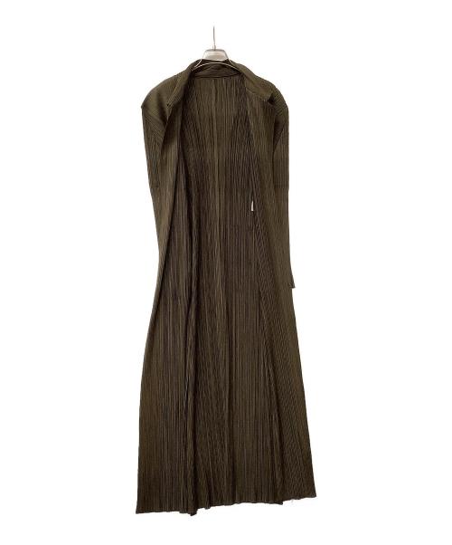 PLEATS PLEASE（プリーツプリーズ）PLEATS PLEASE (プリーツプリーズ) 長袖ワンピース プリーツワンピース ブラウン サイズ:3の古着・服飾アイテム