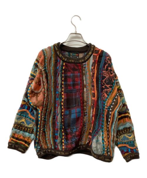 Coogi（クージー）Coogi (クージー) ニット 厚手ニット COOGI柄 3Dニット ブラウン×レッド サイズ:SSの古着・服飾アイテム