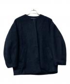 SHIPS anyシップスエニィ）の古着「シャギー ノーカラー コクーン コート」｜ネイビー