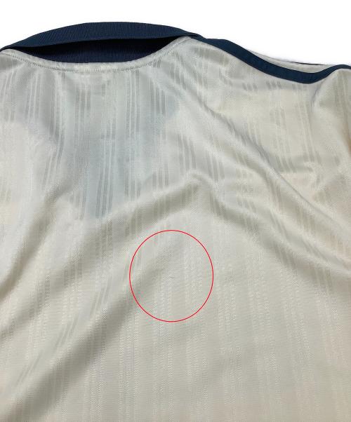 adidas（アディダス）adidas (アディダス) 半袖Tシャツ 襟付きゴーリートップ ホワイト×ブルー サイズ:J Lの古着・服飾アイテム