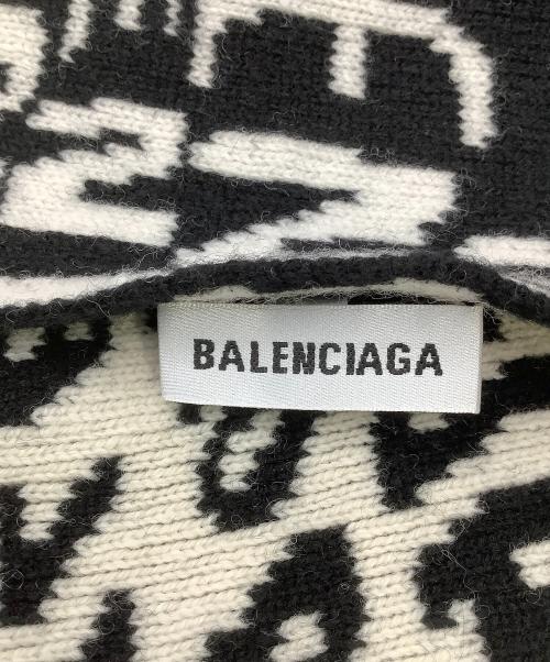 BALENCIAGA（バレンシアガ）BALENCIAGA (バレンシアガ) マフラー 総柄 ブラック×ホワイトの古着・服飾アイテム