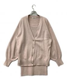 Snidel（スナイデル）の古着「ワンピース ビッグカーデ&ミニニットワンピースセット」｜ピンク