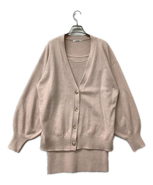 Snidel（スナイデル）Snidel (スナイデル) ワンピース ビッグカーデ&ミニニットワンピースセット ピンク サイズ:Fの古着・服飾アイテム