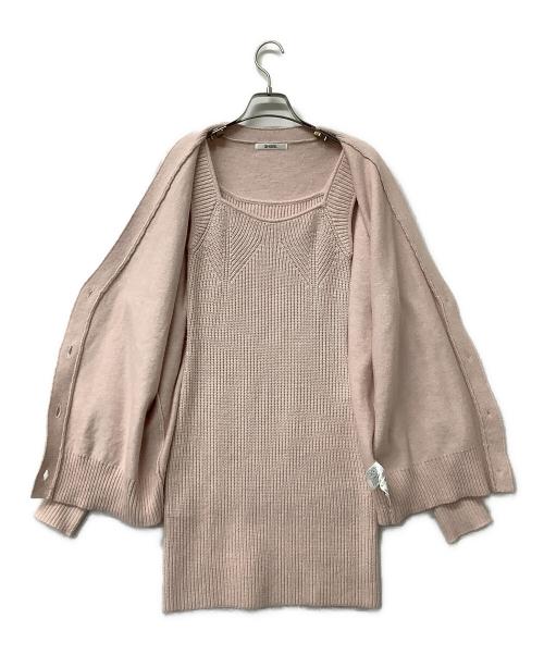 Snidel（スナイデル）Snidel (スナイデル) ワンピース ビッグカーデ&ミニニットワンピースセット ピンク サイズ:Fの古着・服飾アイテム