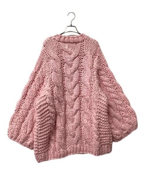 THE TOE（ザ・トゥー）THE TOE (ザ・トゥー) 厚手ニット ケーブルニット MARAIS HANDMADE KNIT ピンク サイズ:FREEの古着・服飾アイテム