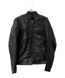 VANSON（バンソン）の古着「シングルライダースジャケット」｜ブラック