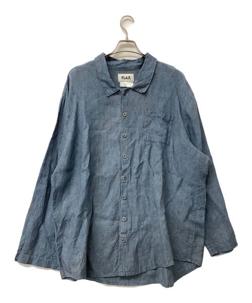 FLAX（フラックス）FLAX (フラックス) 長袖シャツ 90'sリネンシャツ ブルー サイズ:LARGEの古着・服飾アイテム