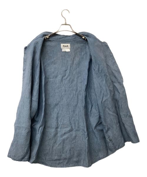 FLAX（フラックス）FLAX (フラックス) 長袖シャツ 90'sリネンシャツ ブルー サイズ:LARGEの古着・服飾アイテム