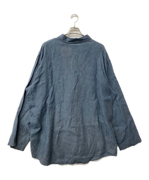 FLAX（フラックス）FLAX (フラックス) 長袖シャツ 90'sリネンシャツ ブルー サイズ:LARGEの古着・服飾アイテム