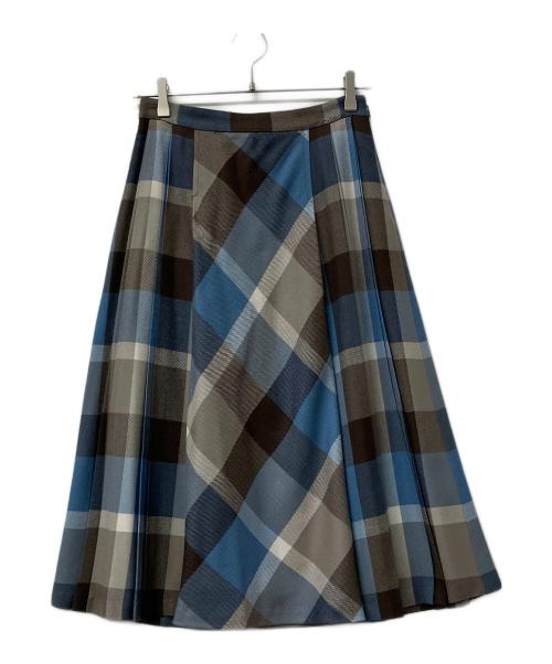 BLUE LABEL CRESTBRIDGE（ブルーレーベルクレストブリッジ）BLUE LABEL CRESTBRIDGE (ブルーレーベルクレストブリッジ) ロングスカート ブラウン×ブルー サイズ:38の古着・服飾アイテム