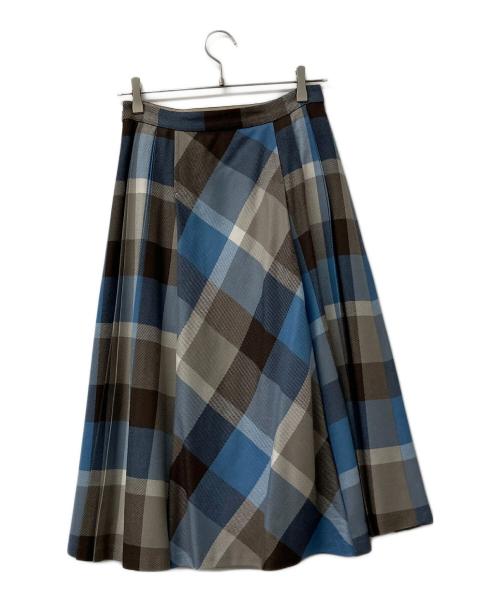 BLUE LABEL CRESTBRIDGE（ブルーレーベルクレストブリッジ）BLUE LABEL CRESTBRIDGE (ブルーレーベルクレストブリッジ) ロングスカート ブラウン×ブルー サイズ:38の古着・服飾アイテム