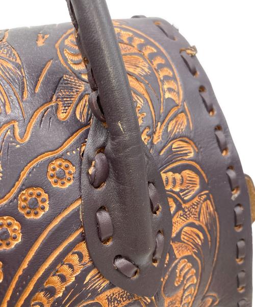 Carving Tribes（カービングトライブス）Carving Tribes (カービングトライブス) カービングレザーバッグ パープルの古着・服飾アイテム