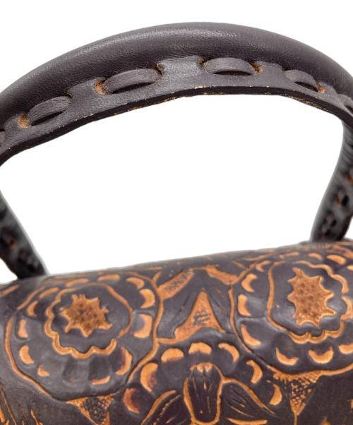 Carving Tribes（カービングトライブス）Carving Tribes (カービングトライブス) カービングレザーバッグ パープルの古着・服飾アイテム