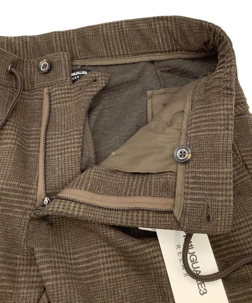 1piu1uguale3（ウノピュウノウグァーレトレ）1piu1uguale3 (ウノピュウノウグァーレトレ) ストレートパンツ グレンチェックスラックス ブラウン サイズ:JP Mの古着・服飾アイテム