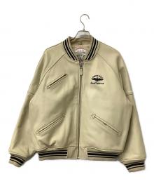 AVIREX（アヴィレックス）の古着「レザージャケット VARSITY JACKET」｜ベージュ