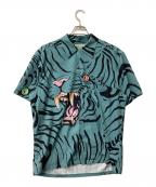 WACKO MARIA×TIM LEHIワコマリア×ティムリーハイ）の古着「半袖シャツ Tiger Print Hawaiian Shirt」｜グリーン×ブラック