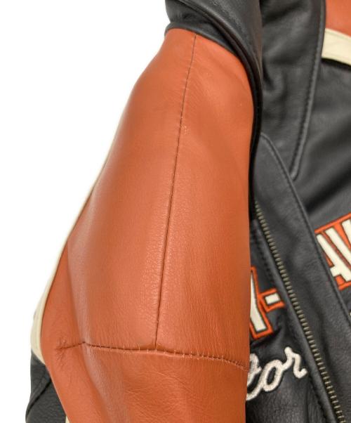HARLEY-DAVIDSON（ハーレーダビッドソン）HARLEY-DAVIDSON (ハーレーダビッドソン) シングルライダースジャケット ブラック×ブラウン サイズ:Sの古着・服飾アイテム