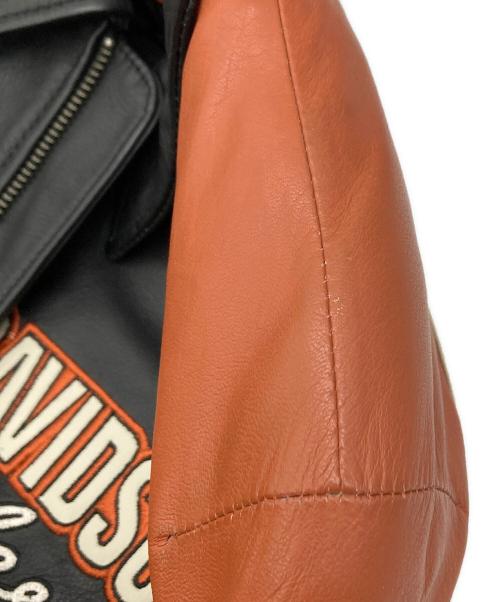 HARLEY-DAVIDSON（ハーレーダビッドソン）HARLEY-DAVIDSON (ハーレーダビッドソン) シングルライダースジャケット ブラック×ブラウン サイズ:Sの古着・服飾アイテム