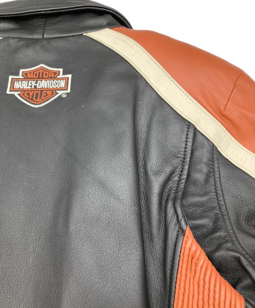 HARLEY-DAVIDSON（ハーレーダビッドソン）HARLEY-DAVIDSON (ハーレーダビッドソン) シングルライダースジャケット ブラック×ブラウン サイズ:Sの古着・服飾アイテム