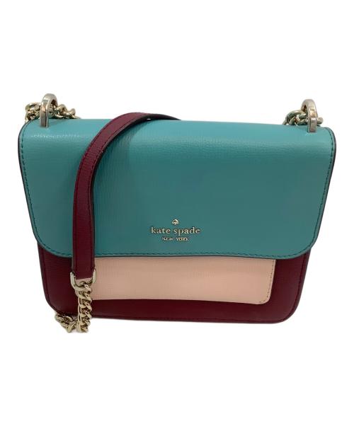 Kate Spade（ケイトスペード）Kate Spade (ケイトスペード) チェーンショルダーバッグ ブルー×ワインレッドの古着・服飾アイテム