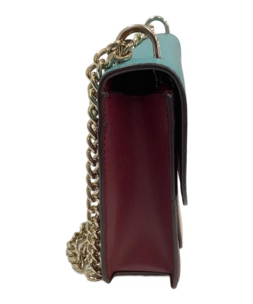 Kate Spade（ケイトスペード）Kate Spade (ケイトスペード) チェーンショルダーバッグ ブルー×ワインレッドの古着・服飾アイテム