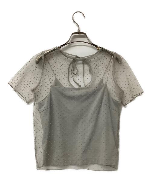 Snidel（スナイデル）Snidel (スナイデル) 半袖カットソー シアーカットチュールトップス グレー サイズ:Fの古着・服飾アイテム