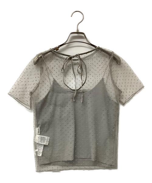 Snidel（スナイデル）Snidel (スナイデル) 半袖カットソー シアーカットチュールトップス グレー サイズ:Fの古着・服飾アイテム