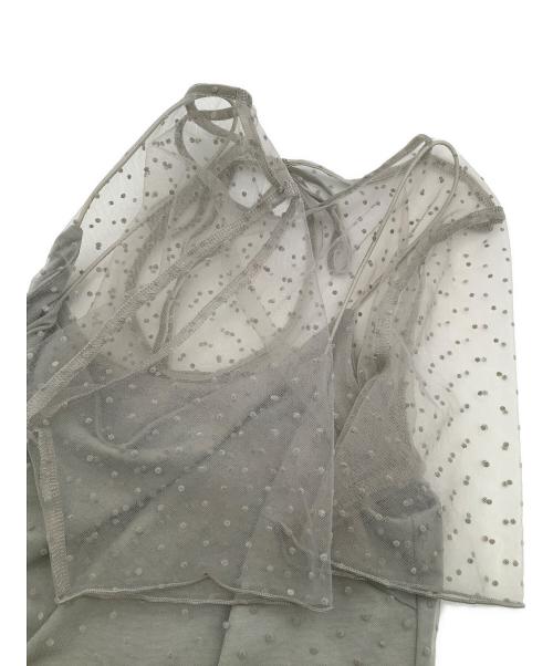 Snidel（スナイデル）Snidel (スナイデル) 半袖カットソー シアーカットチュールトップス グレー サイズ:Fの古着・服飾アイテム