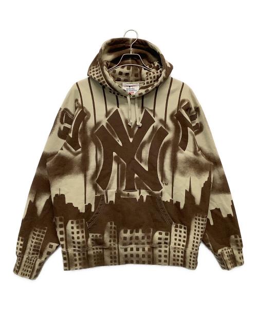 SUPREME（シュプリーム）SUPREME (シュプリーム) MLB (エムエルビー) New York Yankees Airbrush Hooded Sweatshirt ブラウン サイズ:Lの古着・服飾アイテム
