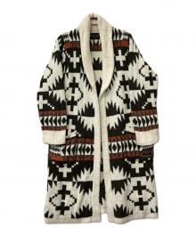 PENDLETON（ペンドルトン）の古着「厚手カーディガン ニット総柄ロングガウン」｜ホワイト