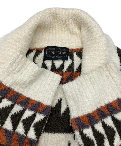 PENDLETON（ペンドルトン）PENDLETON (ペンドルトン) 厚手カーディガン ニット総柄ロングガウン ホワイト サイズ:Mの古着・服飾アイテム
