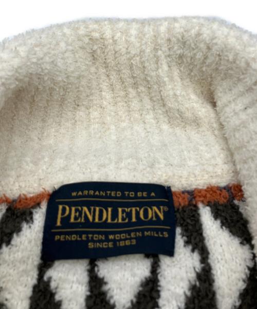 PENDLETON（ペンドルトン）PENDLETON (ペンドルトン) 厚手カーディガン ニット総柄ロングガウン ホワイト サイズ:Mの古着・服飾アイテム