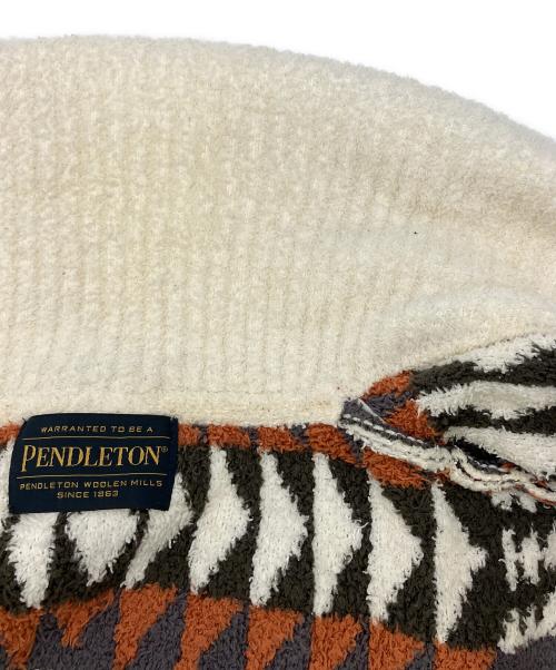 PENDLETON（ペンドルトン）PENDLETON (ペンドルトン) 厚手カーディガン ニット総柄ロングガウン ホワイト サイズ:Mの古着・服飾アイテム