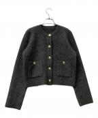 anuansアニュアンス）の古着「ジャケット カシミヤブレンドノーカラーニットジャケット」｜グレー