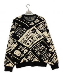 HUF（ハフ）の古着「厚手ニット LUCKY CREWNECK SWEATER」｜ブラック×ベージュ