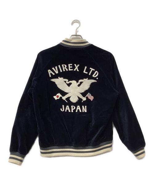 AVIREX（アヴィレックス）AVIREX (アヴィレックス) スカジャン SOUVENIR COLLECTION FADED VELVETEEN SUKA JACKET AVIREX 50th ANNIVERSARY ネイビー×オレンジ サイズ:Mの古着・服飾アイテム