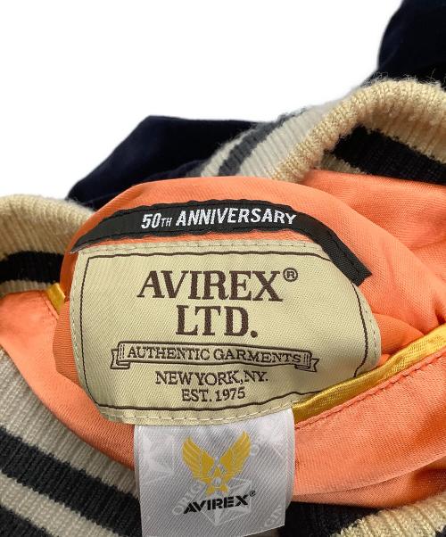 AVIREX（アヴィレックス）AVIREX (アヴィレックス) スカジャン SOUVENIR COLLECTION FADED VELVETEEN SUKA JACKET AVIREX 50th ANNIVERSARY ネイビー×オレンジ サイズ:Mの古着・服飾アイテム