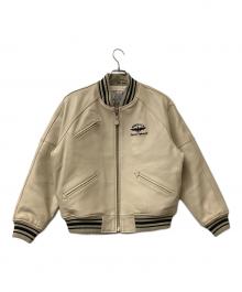 AVIREX（アヴィレックス）の古着「レザージャケット VARSITY JACKET」｜ベージュ