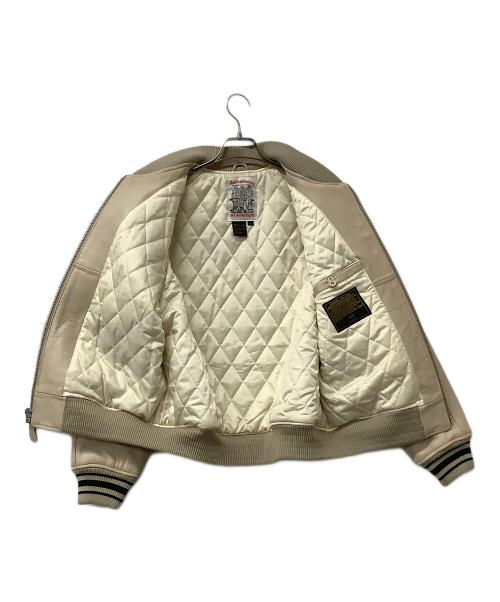 AVIREX（アヴィレックス）AVIREX (アヴィレックス) レザージャケット VARSITY JACKET ベージュ サイズ:Sの古着・服飾アイテム