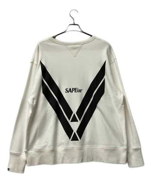 SAPEur（サプール）SAPEur (サプール) クルーネックスウェット USAPE  ホワイト サイズ:XLの古着・服飾アイテム