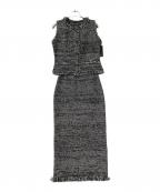 anuansアニュアンス）の古着「カールヤーンツイードセットアップ」｜ブラック×ホワイト